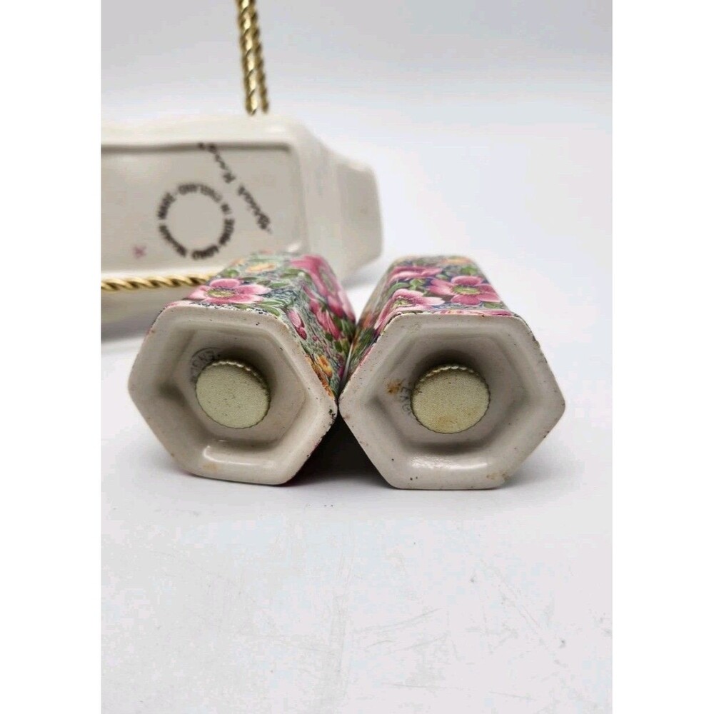 LORD NELSON ENGLISH FLORAL CHINTZ "BRIAR ROSE" BONE CHINA SALT & PEPPER SHAKERS - Picture 8 of 10